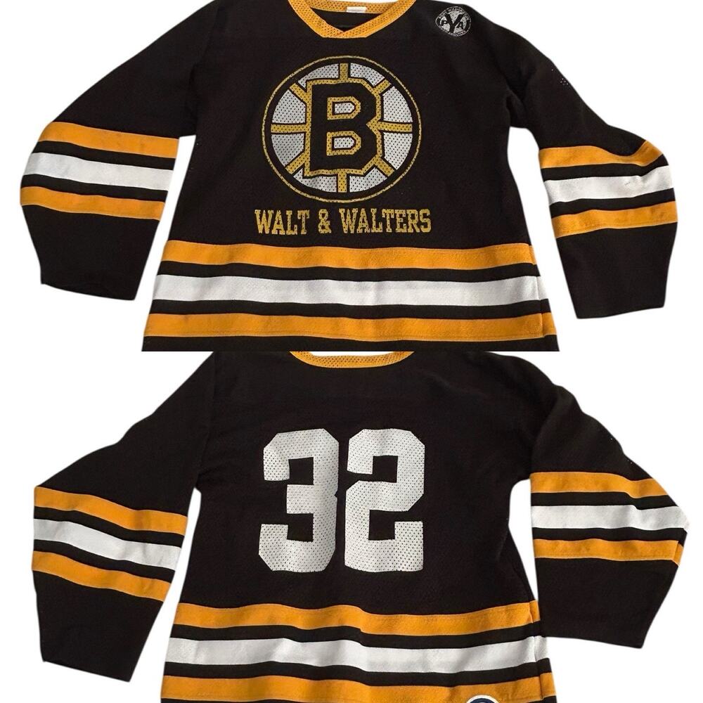 Vintage Boston Bruins 1980s NHL Hockey Jersey Size XL Walt & Walters Ad AK